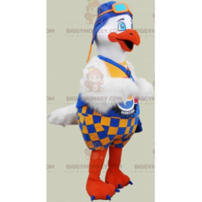 BIGGYMONKEY™ Big White and Orange Bird-Mascot κοστούμι με