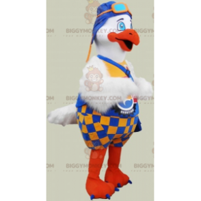 BIGGYMONKEY™ Mascottekostuum met grote witte en oranje vogel