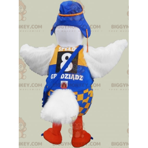 BIGGYMONKEY™ Big White and Orange Bird Mascot Costume with