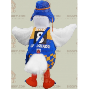 BIGGYMONKEY™ Big White and Orange Bird-Mascot κοστούμι με