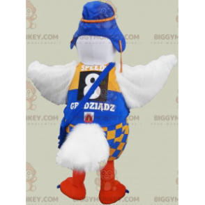 Kostium maskotka duży biało-pomarańczowy ptak BIGGYMONKEY™ z