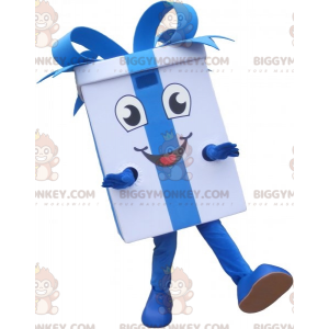 Costume de mascotte BIGGYMONKEY™ de cadeau blanc avec un ruban