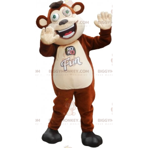 Costume de mascotte BIGGYMONKEY™ de singe marron et blanc aux