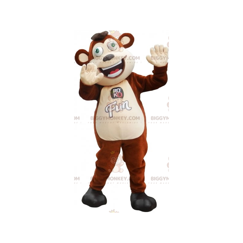 Costume de mascotte BIGGYMONKEY™ de singe marron et blanc aux