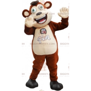 Brown and White Monkey with Green Eyes BIGGYMONKEY™ Mascot