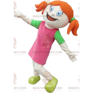 BIGGYMONKEY™ Costume da mascotte da ragazza rossa vestita di