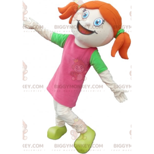 BIGGYMONKEY™ Disfraz de mascota de chica pelirroja vestida de
