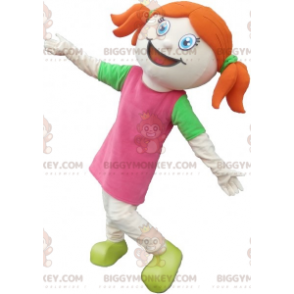Costume de mascotte BIGGYMONKEY™ de fillette rousse habillée en