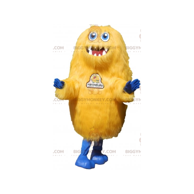 Disfraz de mascota BIGGYMONKEY™ de criatura amarilla peluda.
