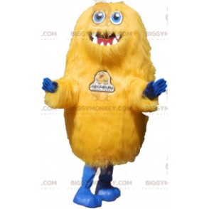 Costume de mascotte BIGGYMONKEY™ de créature jaune poilue.