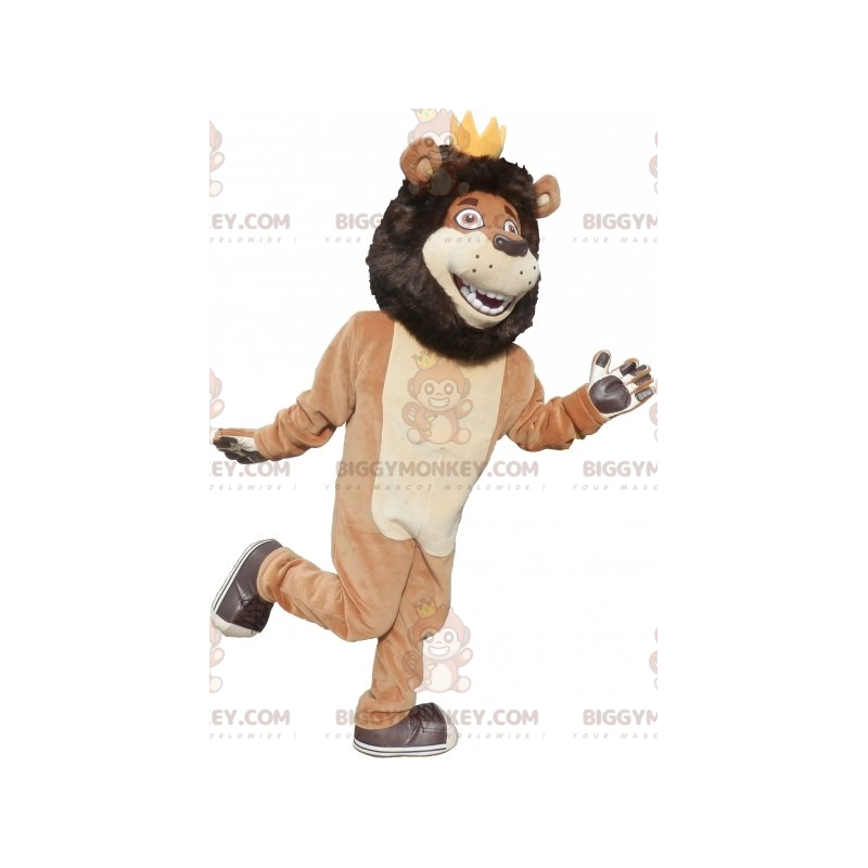 BIGGYMONKEY™ Mascottekostuum Zwart-beige en witte leeuw met