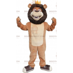 BIGGYMONKEY™ Maskottchen-Kostüm, schwarz-beige und weißer Löwe