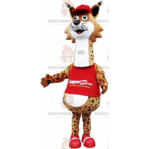 BIGGYMONKEY™ mascottekostuum bruin en wit gevlekte bobcat