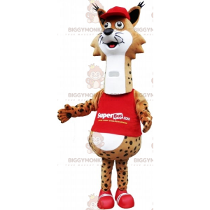 Costume de mascotte BIGGYMONKEY™ de lynx marron et blanc