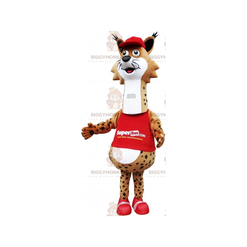 BIGGYMONKEY™ mascottekostuum bruin en wit gevlekte bobcat