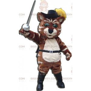 Traje de mascote do Gato de Botas BIGGYMONKEY™ com chapéu e