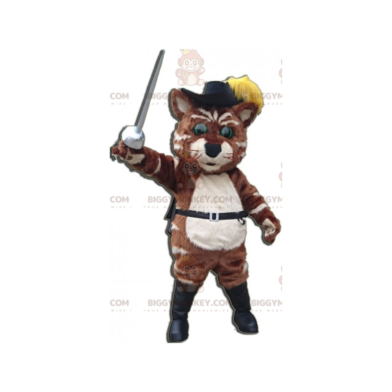 Traje de mascote do Gato de Botas BIGGYMONKEY™ com chapéu e