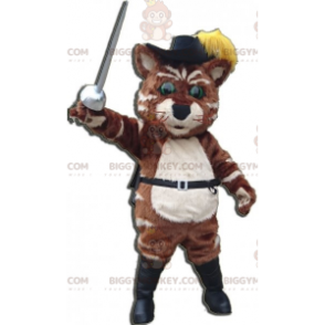 Traje de mascote do Gato de Botas BIGGYMONKEY™ com chapéu e