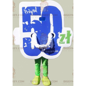 Costume da mascotte numero 50 BIGGYMONKEY™ blu bianco verde -