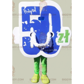 Costume da mascotte numero 50 BIGGYMONKEY™ blu bianco verde -