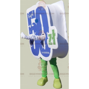 Costume da mascotte numero 50 BIGGYMONKEY™ blu bianco verde -