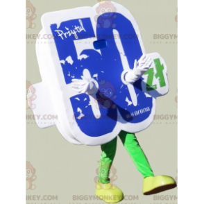 Modrá Bílá Zelená Číslo 50 Kostým maskota BIGGYMONKEY™ –
