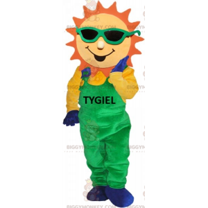 Costume da mascotte Sun BIGGYMONKEY™ vestito con una tuta verde