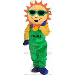 Sun BIGGYMONKEY™ maskotkostume klædt i grønne overalls -