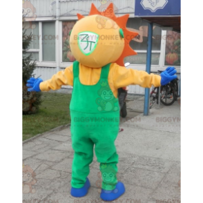 Costume da mascotte Sun BIGGYMONKEY™ vestito con una tuta verde
