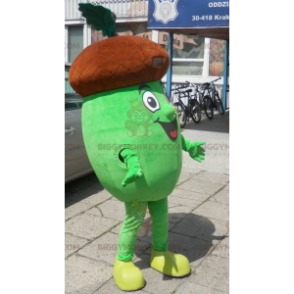 Costume de mascotte BIGGYMONKEY™ de gland marron et vert géant.