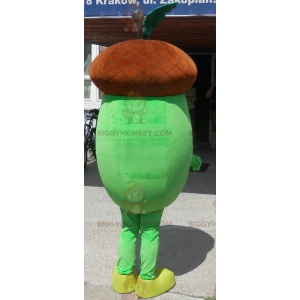 Costume de mascotte BIGGYMONKEY™ de gland marron et vert géant.