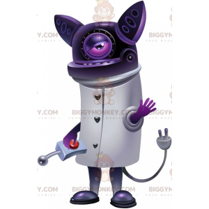 BIGGYMONKEY™ Costume da mascotte gatto viola robot futuristico