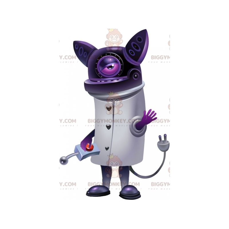 BIGGYMONKEY™ Futuristisk Robot Purple Cat Mascot Kostume -
