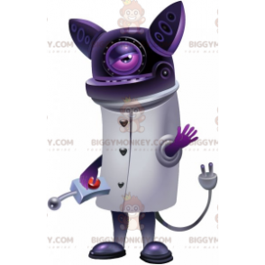 BIGGYMONKEY™ Futuristisk Robot Purple Cat Mascot Kostume -