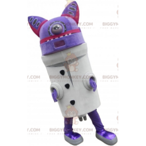 BIGGYMONKEY™ futuristische robot paarse kat mascottekostuum -