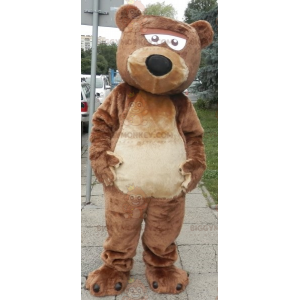 Costume de mascotte BIGGYMONKEY™ d'ours marron et beige doux et