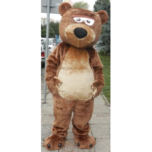 Morbido e simpatico costume da mascotte dell'orso marrone e