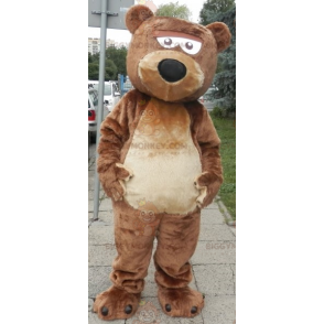 Costume de mascotte BIGGYMONKEY™ d'ours marron et beige doux et