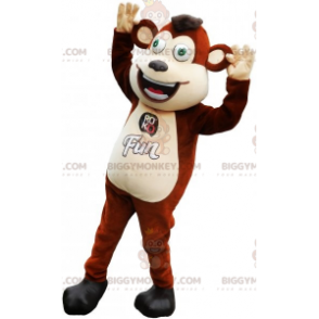 Brown and White Monkey with Green Eyes BIGGYMONKEY™ Mascot