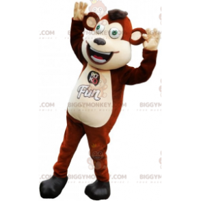 Κοστούμι μασκότ BIGGYMONKEY™ με καφέ και λευκό πίθηκο με