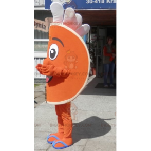 Disfraz de mascota BIGGYMONKEY™ con cuña naranja. Disfraz de