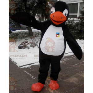 Black White Orange Penguin BIGGYMONKEY™ Mascot Costume. penguin