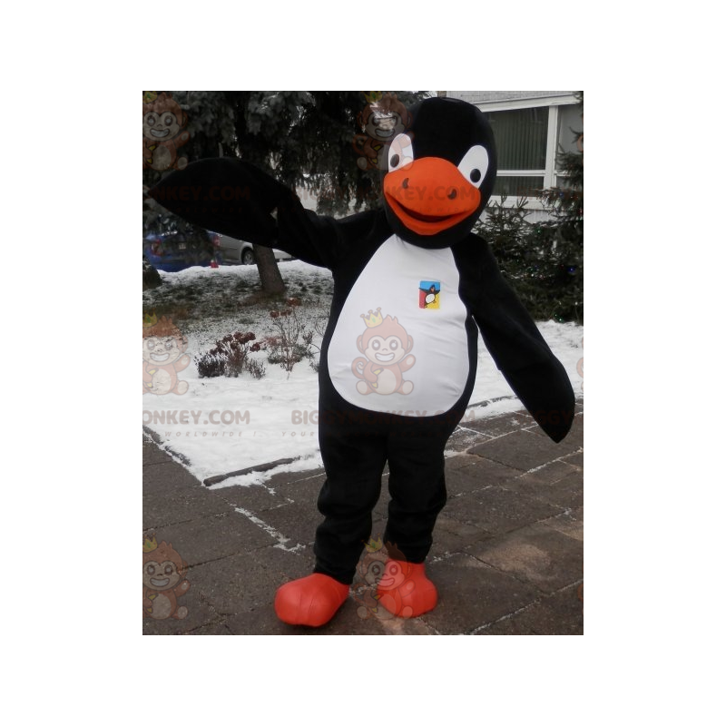 Black White Orange Penguin BIGGYMONKEY™ Mascot Costume. penguin