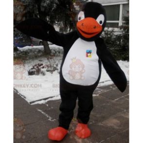 Costume mascotte BIGGYMONKEY™ pinguino arancione bianco nero.