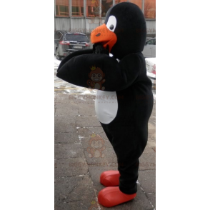 Kostium maskotka czarno-biało-pomarańczowy pingwin