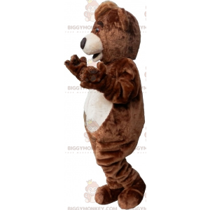 Hnědobílý kostým Teddy BIGGYMONKEY™ maskota s hřebenem –