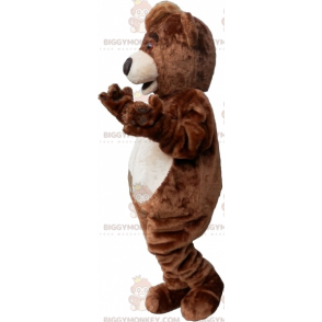 Brown and White Teddy BIGGYMONKEY™ Mascot Costume with Crest -