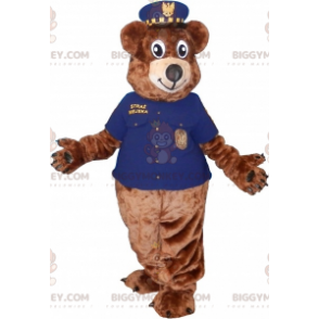 Kostým maskota BIGGYMONKEY™ Hnědý Teddy v policejní uniformě –