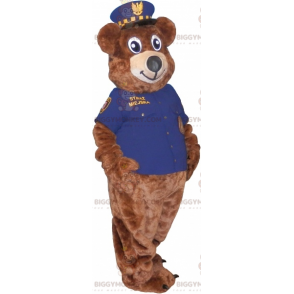 BIGGYMONKEY™ Mascot Costume Brown Teddy In Police Uniform –