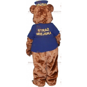 BIGGYMONKEY™ Mascot Costume Brown Teddy In Police Uniform –